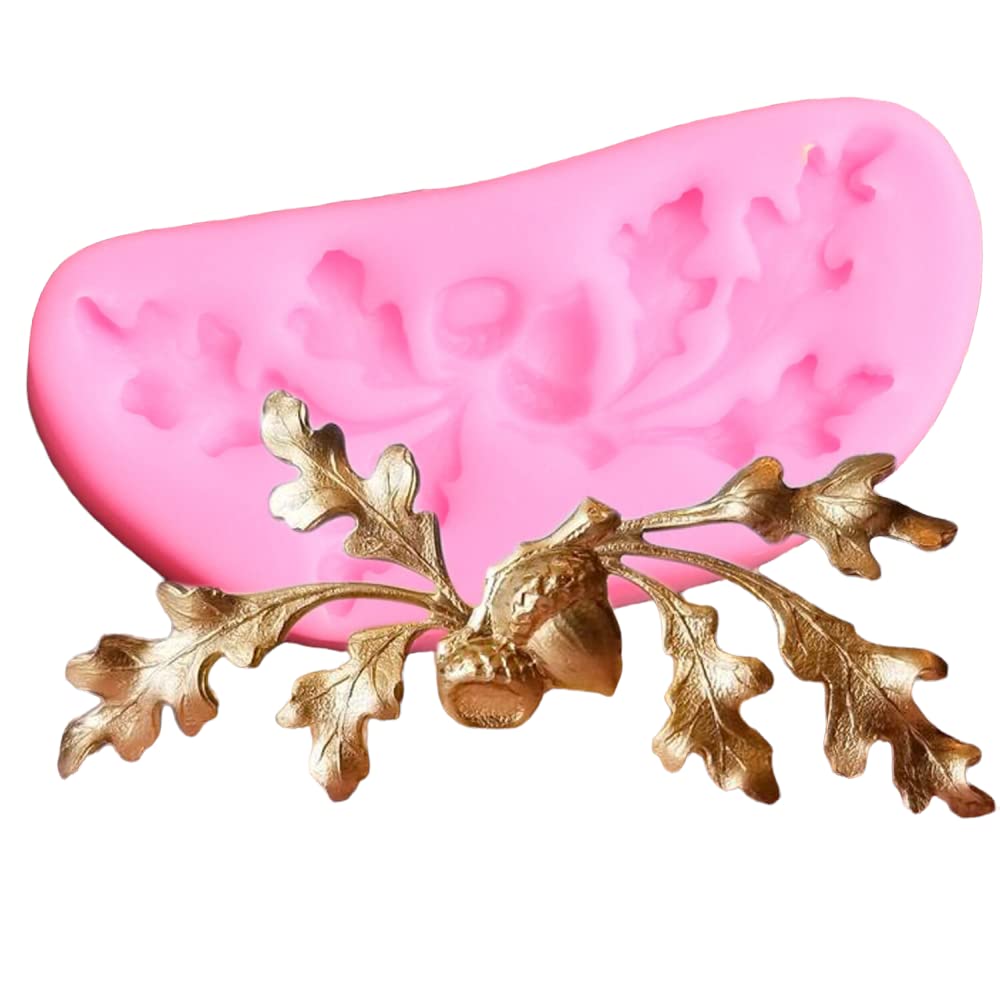 3D Oak Leaves & Acorn Silicone Mold Set for Cake Decorating, Fondant, Polymer Clay, Candy & Chocolate - DIY Baking, Wedding, Holiday Dessert Tools