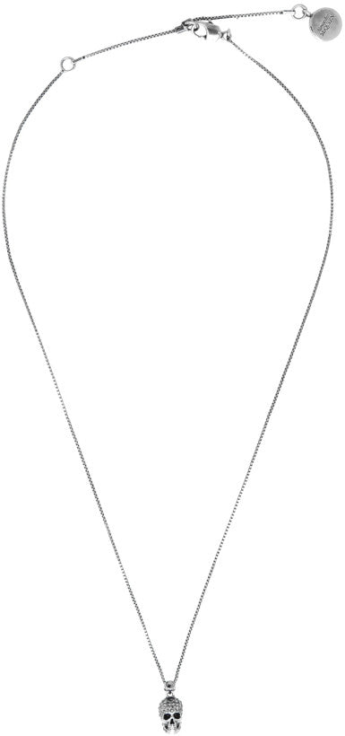 Pave Mini Skull Necklace in Sterling Silver - Gothic Jewelry for Women, Perfect for Halloween, Punk Fashion & Everyday Edgy Style