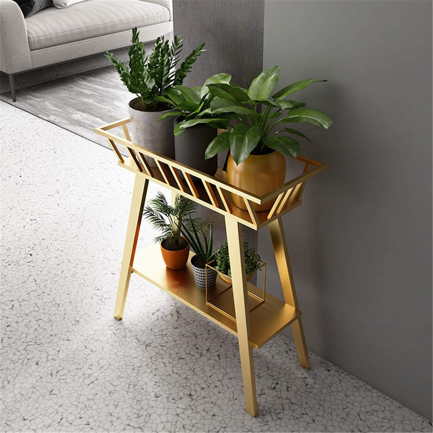 2-Tier Metal Plant Stand - Indoor/Outdoor Flower Pot Holder Shelf for Garden, Balcony & Patio - Sturdy Planter Rack Organizer for Multiple Pots (Perfect for Small Spaces & Vertical Gardening)