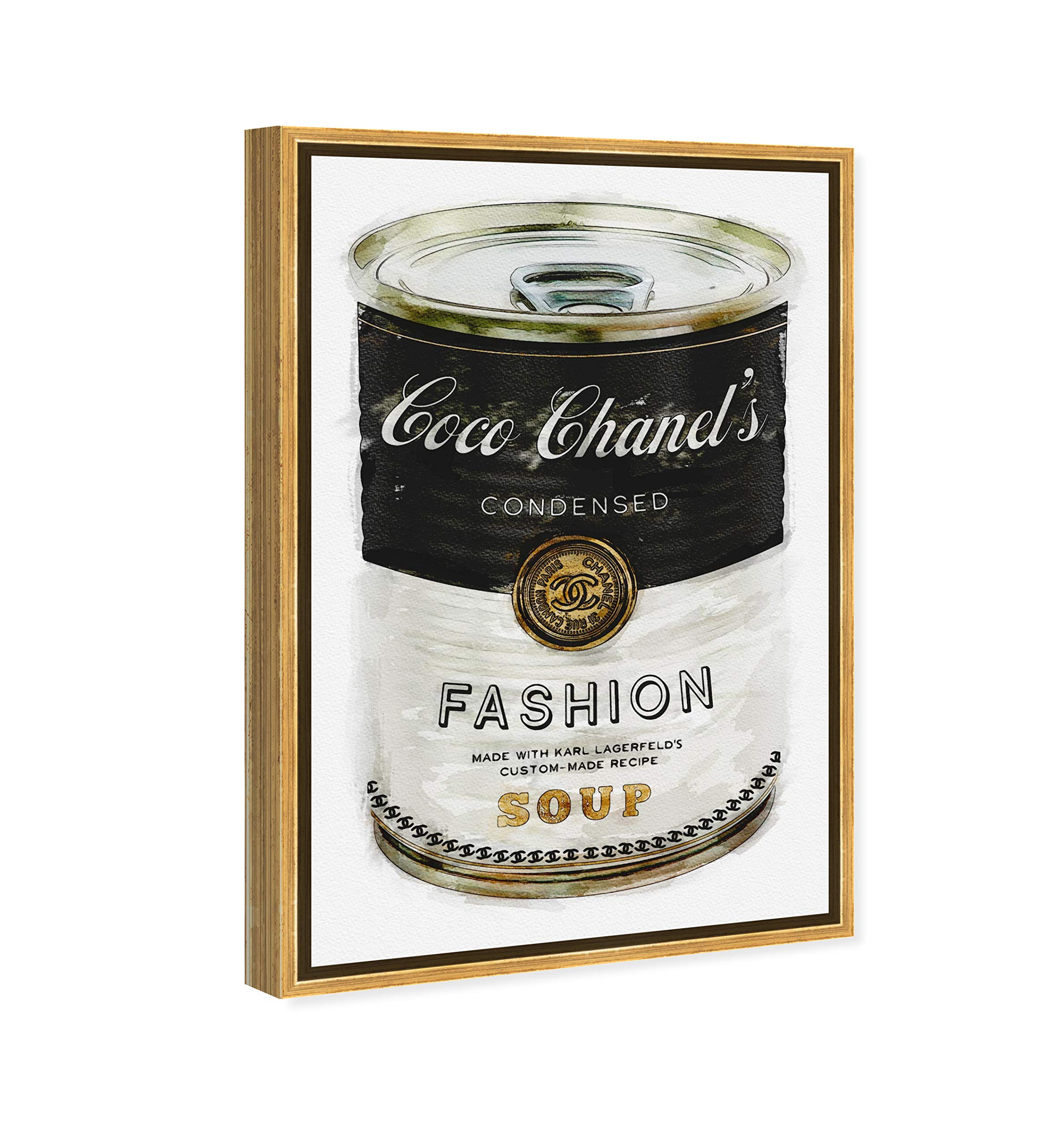 Oliver Gal Artist Co. Couture Road Sign Rococo Fashion Soup Wall Art - 30x45 Inches Gold Framed Canvas Painting - Perfect for Living Room, Bedroom & Office Decor
