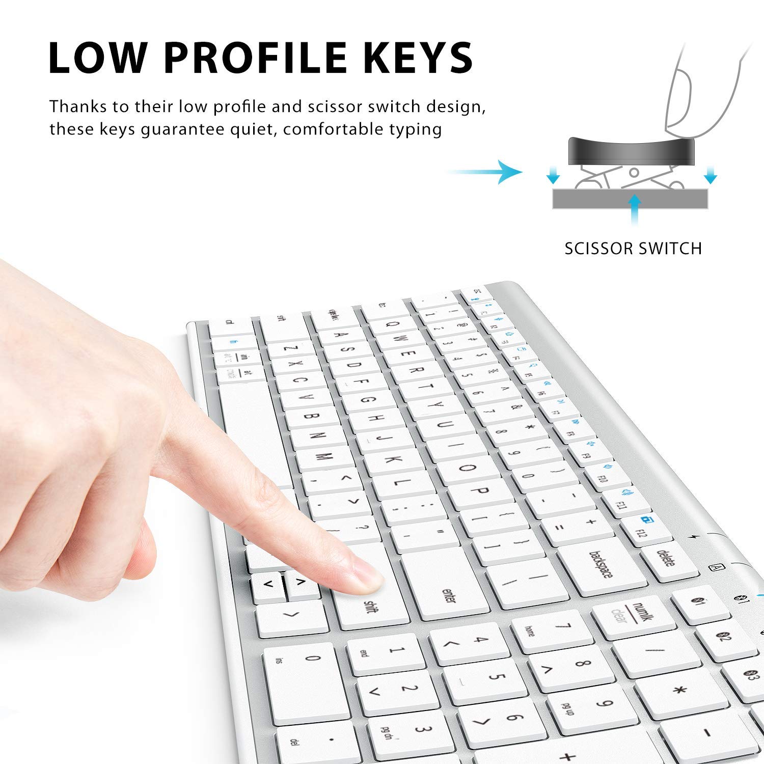 iClever BK10 Bluetooth Keyboard - Wireless, Rechargeable, Multi-Device for Mac/Windows/iOS/Android - Home & Office Use