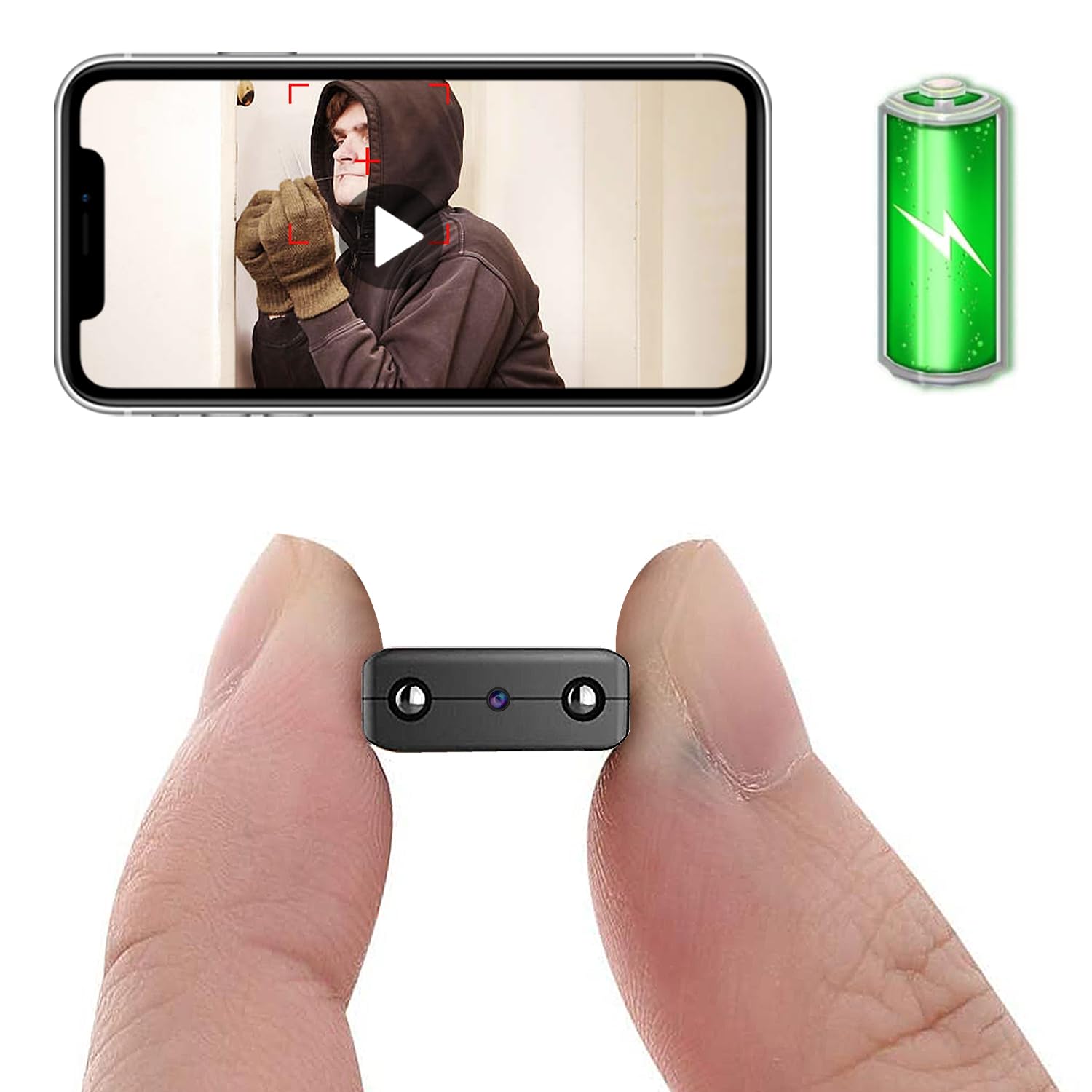 Smallest Wireless WiFi Battery Camera - 1080P HD Security Camera with Night Vision, Motion Detection & Cloud Storage | Portable Video Camera for Baby Monitor, Pet Camera & Home Security | Remote Viewing for iOS & Android | Perfect for Indoor/Outdoor Surveillance & Smart Home Monitoring
