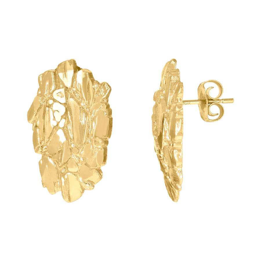 10K Yellow Gold Men's Fashion Nugget Stud Earrings - Hypoallergenic Luxury Earrings for Men - Perfect for Gifts, Weddings & Everyday Wear