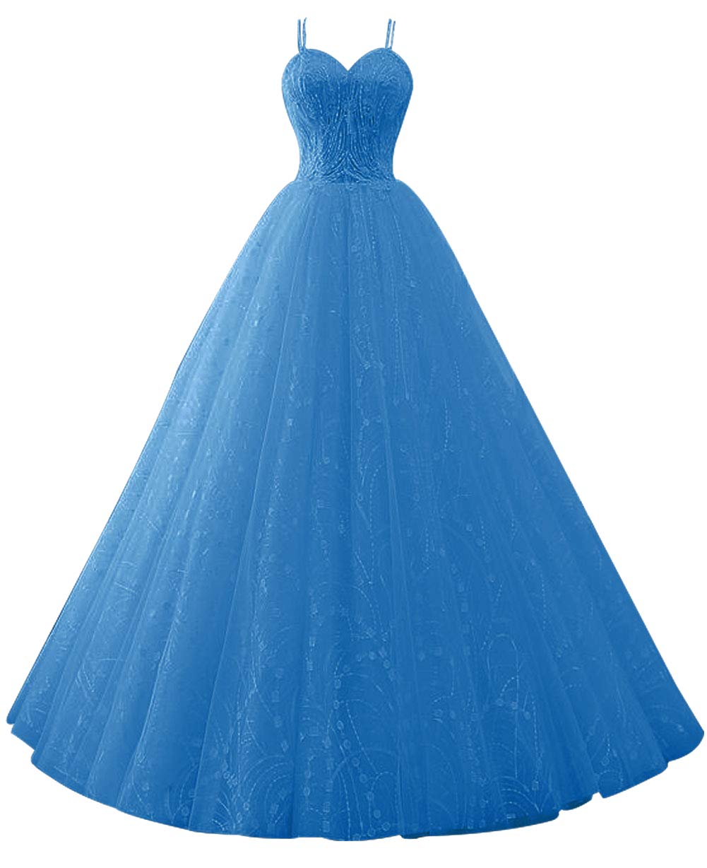 Elegant Long Prom Dresses for Women - Formal Evening Gowns with Tulle & Beading - Perfect for Quinceanera, Homecoming, and Princess-Themed Parties