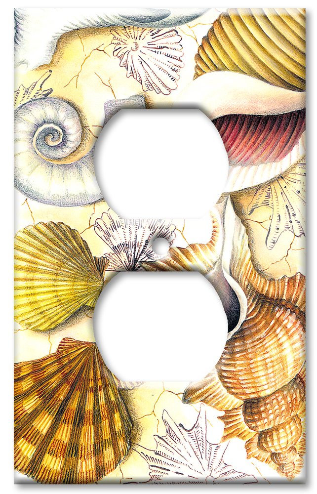 Decorative Metal Wall Plate - Shell Collection Art Plates for Outlet Cover | Handcrafted in USA | Perfect for Coastal, Beach House & Boho Home Decor