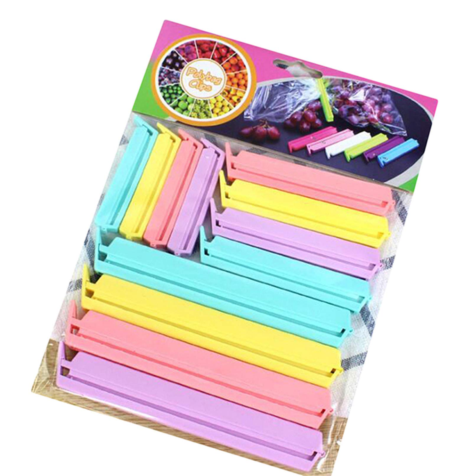 Sevenfly 12-Piece Assorted Color & Size Plastic Food Storage Bag Clips - Airtight Sealing Clamps for Kitchen, Snacks, Freezer Bags - Perfect for Organizing Chips, Cereal, Frozen Food & More