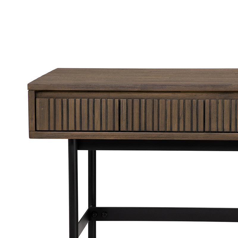 HAMILTON Study Desk 140cm - Solid Oak & Acacia Veneer, Toffee Finish - Perfect for Home Office, Study Room & Small Spaces