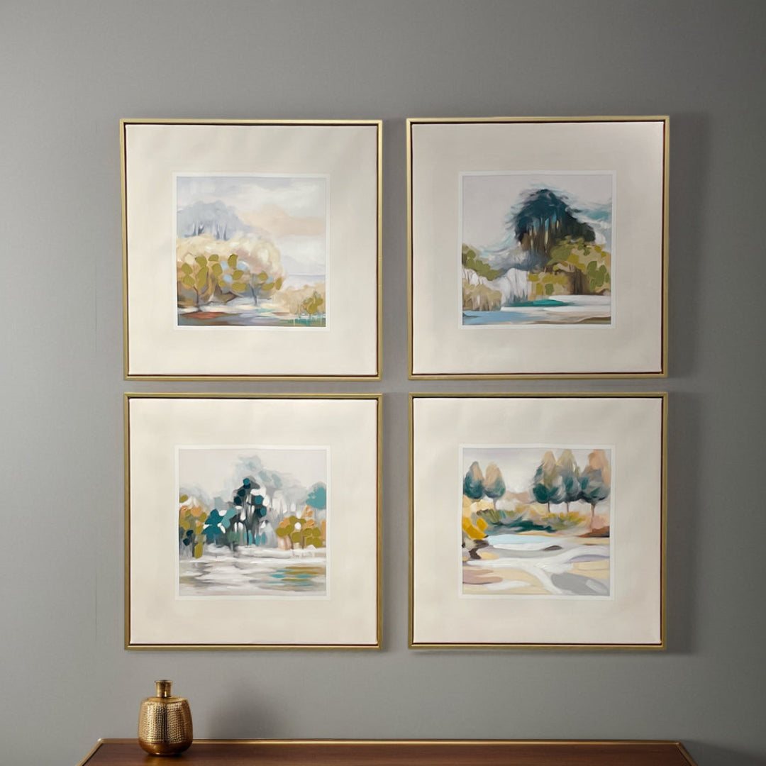 Nantucket Landscapes Art Prints - Set of 4 Coastal Wall Decor for Living Room, Bedroom & Office | Beach House Decor, Nautical Home Accents