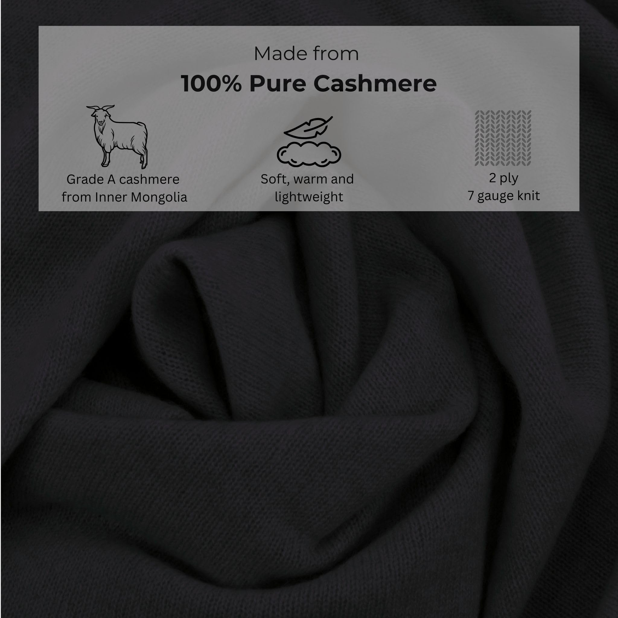 100% Pure Cashmere Travel Wrap & Shawl - Lightweight Scarf for Women, Black - Includes Storage Bag & Gift Box - Perfect for Airplane, Office & Winter Outfits