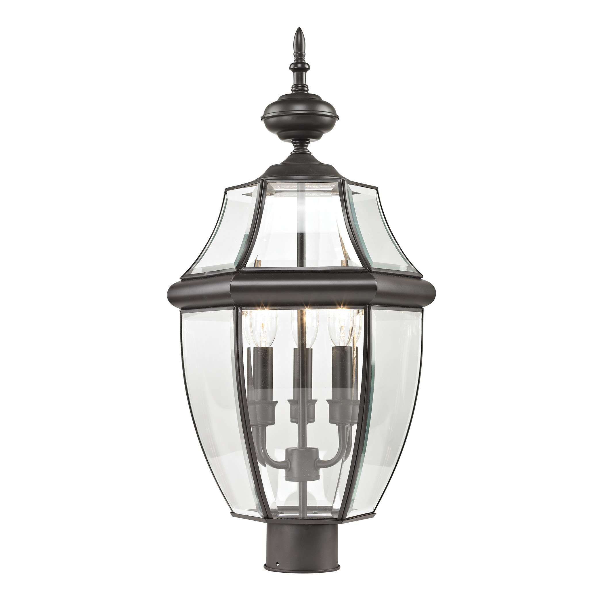 Cornerstone Lighting 8603EP/75 Ashford 3-Light Outdoor Wall Lantern in Oil Rubbed Bronze - Exterior Post Mount Light Fixture for Porch, Patio, Garden & Entryway Lighting