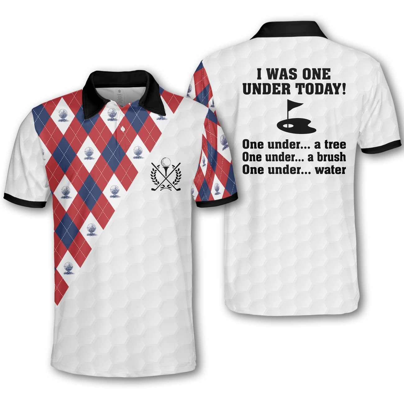 Pologen Men's Argyle Golf Shirt - Funny & Crazy Dry Fit Polo for Golfers - Perfect for Golf Tournaments, Casual Wear & Club Events