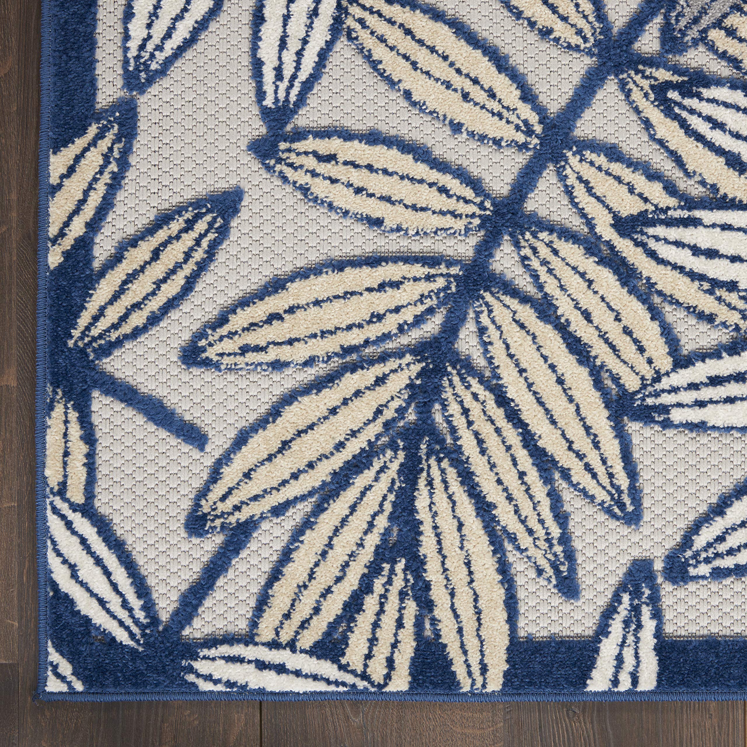 Nourison Aloha 6' x 9' Indoor/Outdoor Area Rug - Ivory & Navy Stripe - Easy Clean, Non-Shedding, Stain Resistant - Perfect for Living Room, Bedroom, Dining Room, Patio, Deck & Backyard - Soft & Durable for High Traffic Areas