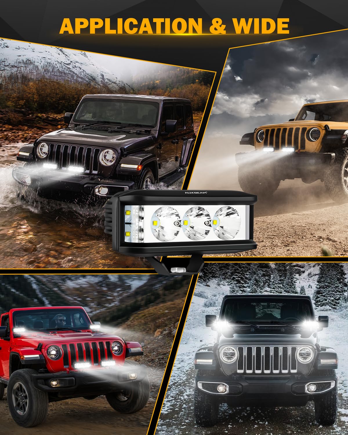 Auxbeam 5 Inch LED Light Bar - 30W Spot Beam Pod Lights for Jeep Wrangler, UTV, ATV, Off-Road Vehicles | Side Shooter Driving Lights (White) - Perfect for Night Off-Roading, Camping & Trail Adventures
