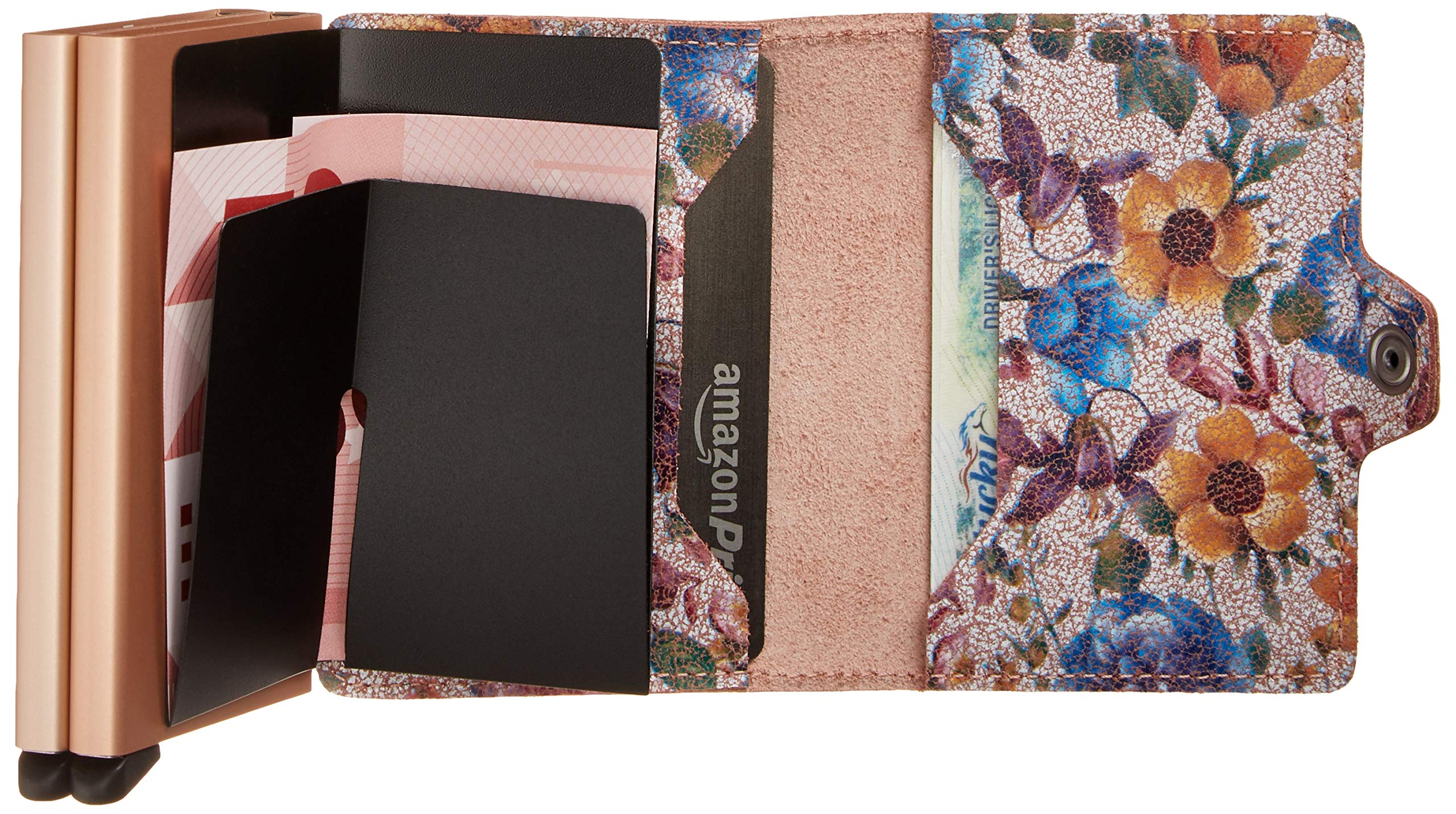 Secrid Twinwallet Crisple Rose Floral RFID Blocking Women's Wallet - Holds 16 Cards | Slim Card Holder for Travel, Work & Everyday Use