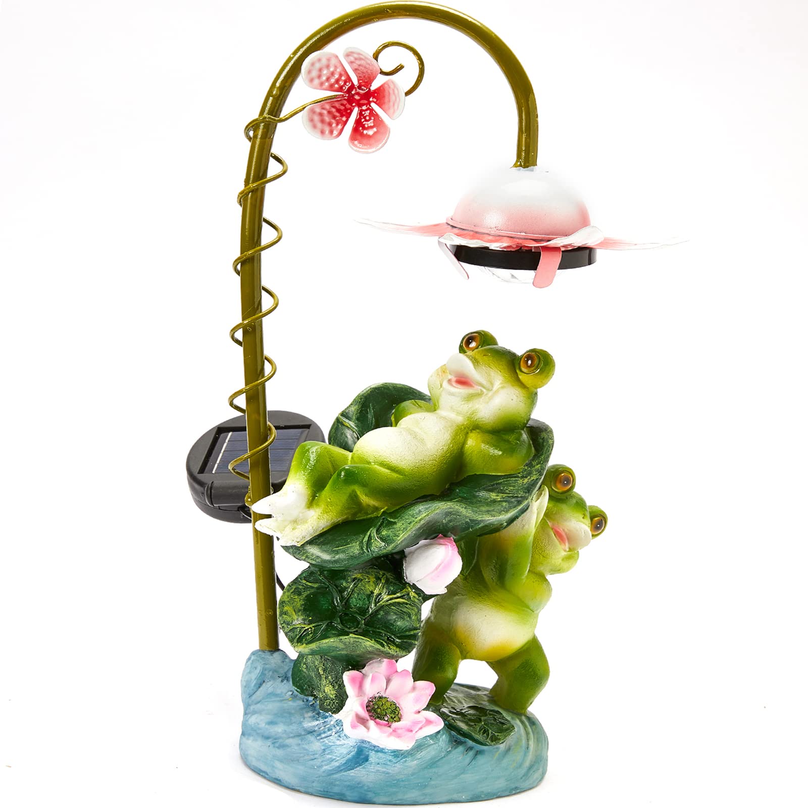 Pearlstar 13.38 Inch Solar-Powered LED Frog Garden Statue - Waterproof Outdoor Decor for Walkway, Patio, Yard & Lawn | Perfect Gift for Nature Lovers & Garden Enthusiasts | Ideal for Evening Ambiance, Landscape Accents & Outdoor Party Decorations