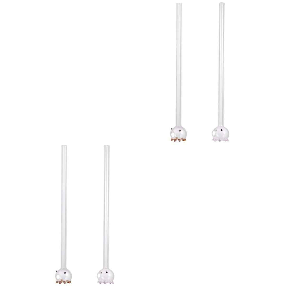 BESTonZON 4-Pack Shatterproof High Borosilicate Glass Straws - Reusable, Heat-Resistant Drinking Straws for Smoothies, Iced Coffee & Cocktails - Eco-Friendly Alternative to Plastic Straws