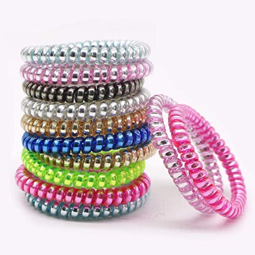 Belicia 10Pcs Elastic Hair Bands - Telephone Wire Hair Ties for Women & Girls, Soft Rubber Hair Rings & Headbands - Perfect for School, Work, Gym & Daily Styling