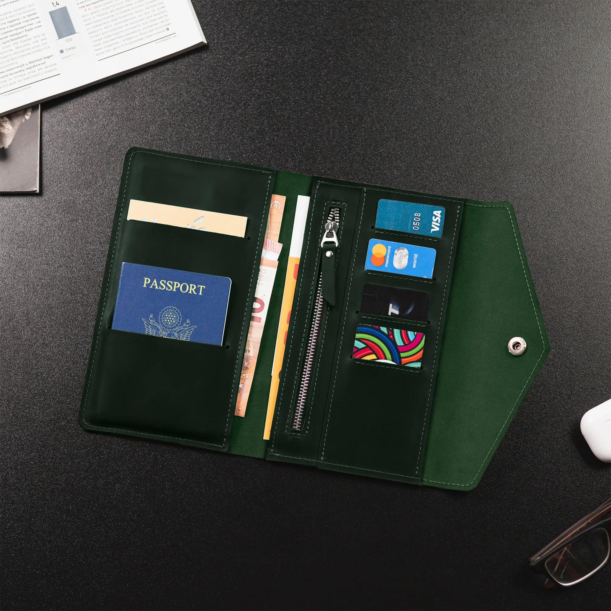 Genuine Leather Travel Wallet for Men & Women - RFID Blocking Passport Holder & Credit Card Organizer - Perfect for Airplane, Business Trips & Vacation Travel Accessories