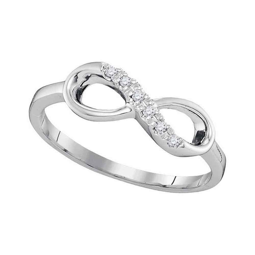10K White Gold Women's Round Diamond Infinity Band Ring - 1/20 CTW Dazzlingrock Collection - Perfect for Anniversaries, Engagements & Special Occasions