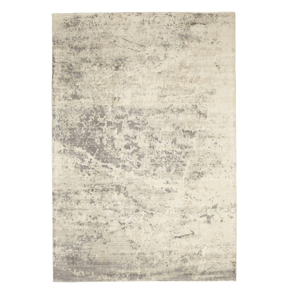 Allure Hand Loomed Viscose Ivory Grey Area Rug - Soft Bohemian Style Living Room Bedroom Decor