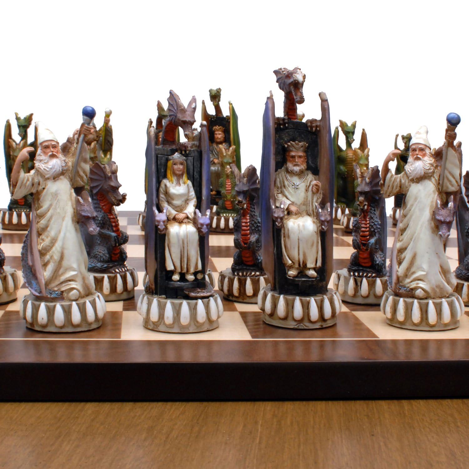 WE Games Dragon Figures Chess Set - Hand Painted Polystone Chess Pieces Only - Luxury Fantasy Chess Game for Adults - Perfect for D&D, Game Nights & Collector's Display