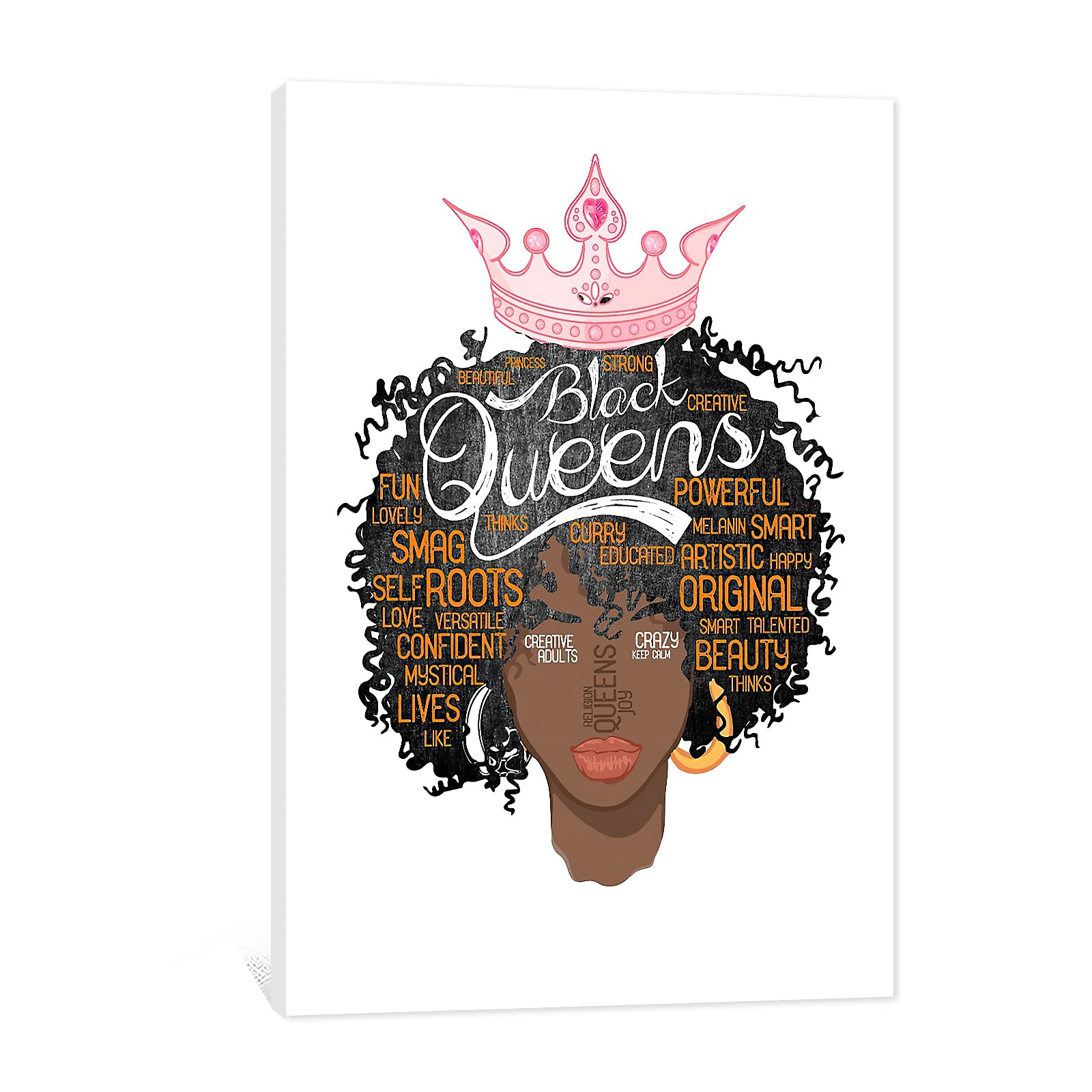African American Wall Art - Black Girl Canvas Painting, Black Queen Wall Decor for Living Room & Bedroom - 32x48 Inches Inspirational Black Art for Home & Office