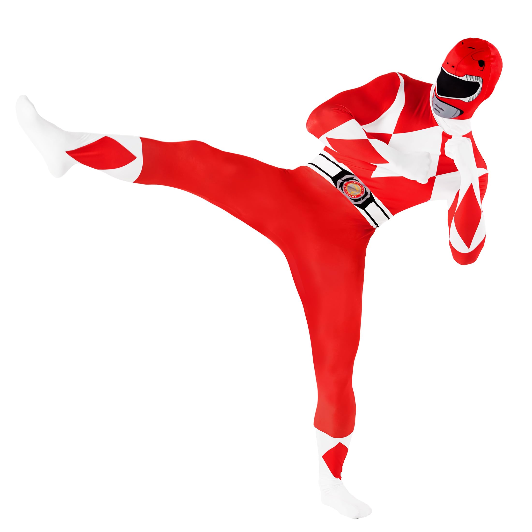 Power Rangers Costume for Adults - Morphsuits Red Ranger Suit for Men & Women | Halloween Cosplay, Comic Con, Themed Parties & Superhero Dress-Up