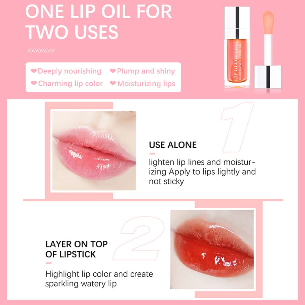**Plumping Lip Oil with Hydrating Gloss & Tinted Balm – Long-Lasting Nourishing Lip Care, Non-Sticky Glitter Shine Primer (Rosewood) – Perfect for Daily Moisture & Nighttime Lip Treatment**