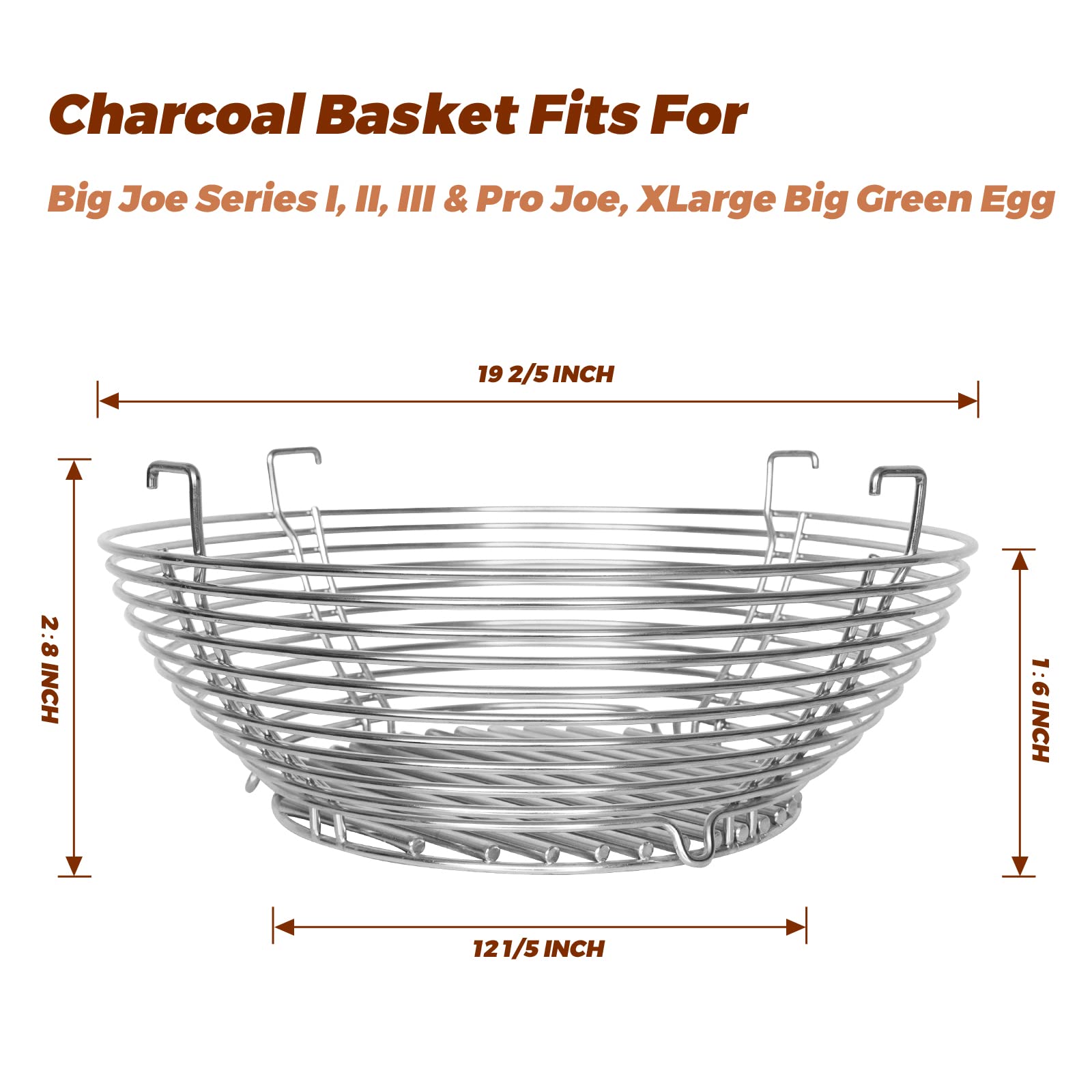 Premium Stainless Steel Lump Charcoal Fire Basket with Divider - Perfect Fit for Kamado Joe Big Joe Grill Accessories | Ideal for Smoking, Grilling & BBQ Outdoor Cooking