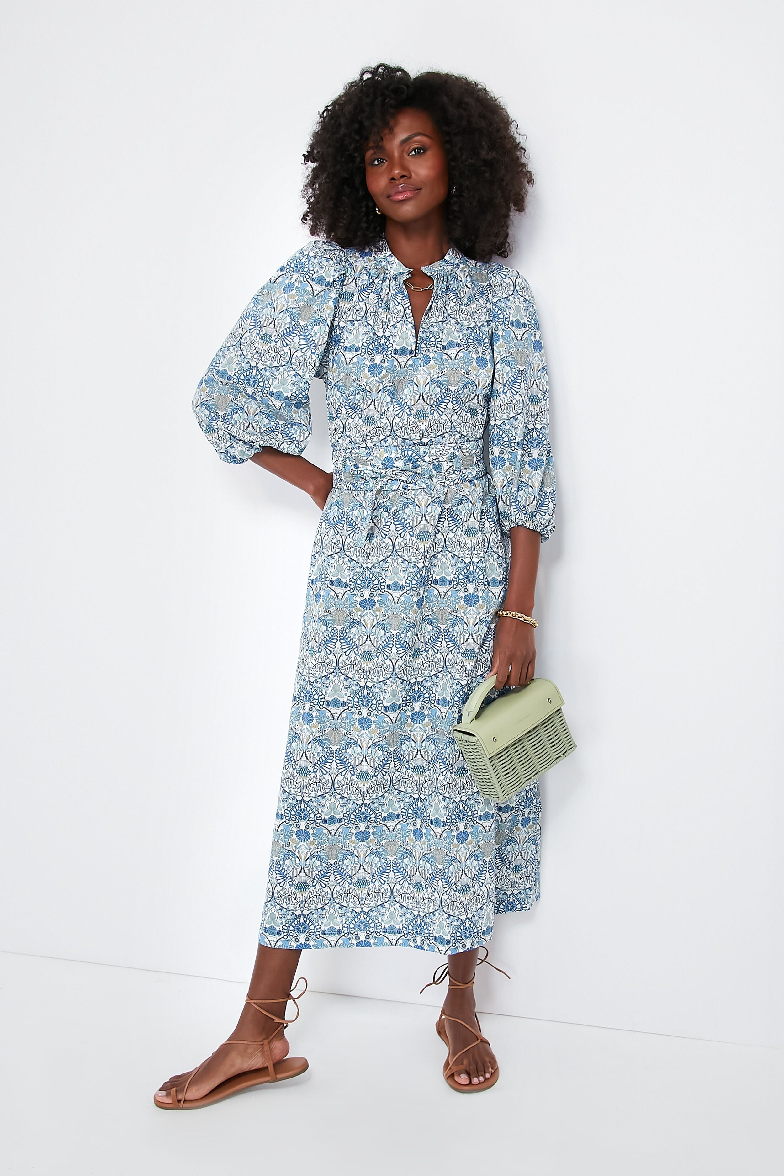 Blue Morris Allotment Maya Dress - Floral Print Summer Maxi Dress for Women | Boho Chic Beach Dress, Vacation & Party Wear
