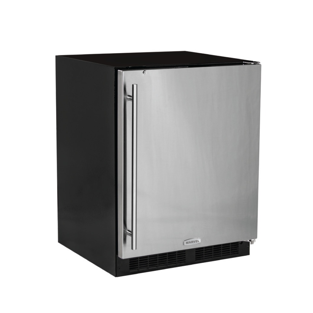 Marvel 24 Low Profile Undercounter Refrigerator with MaxStore Bin - ADA Compliant Stainless Steel Commercial Fridge for Restaurants, Bars, and Home Kitchens
