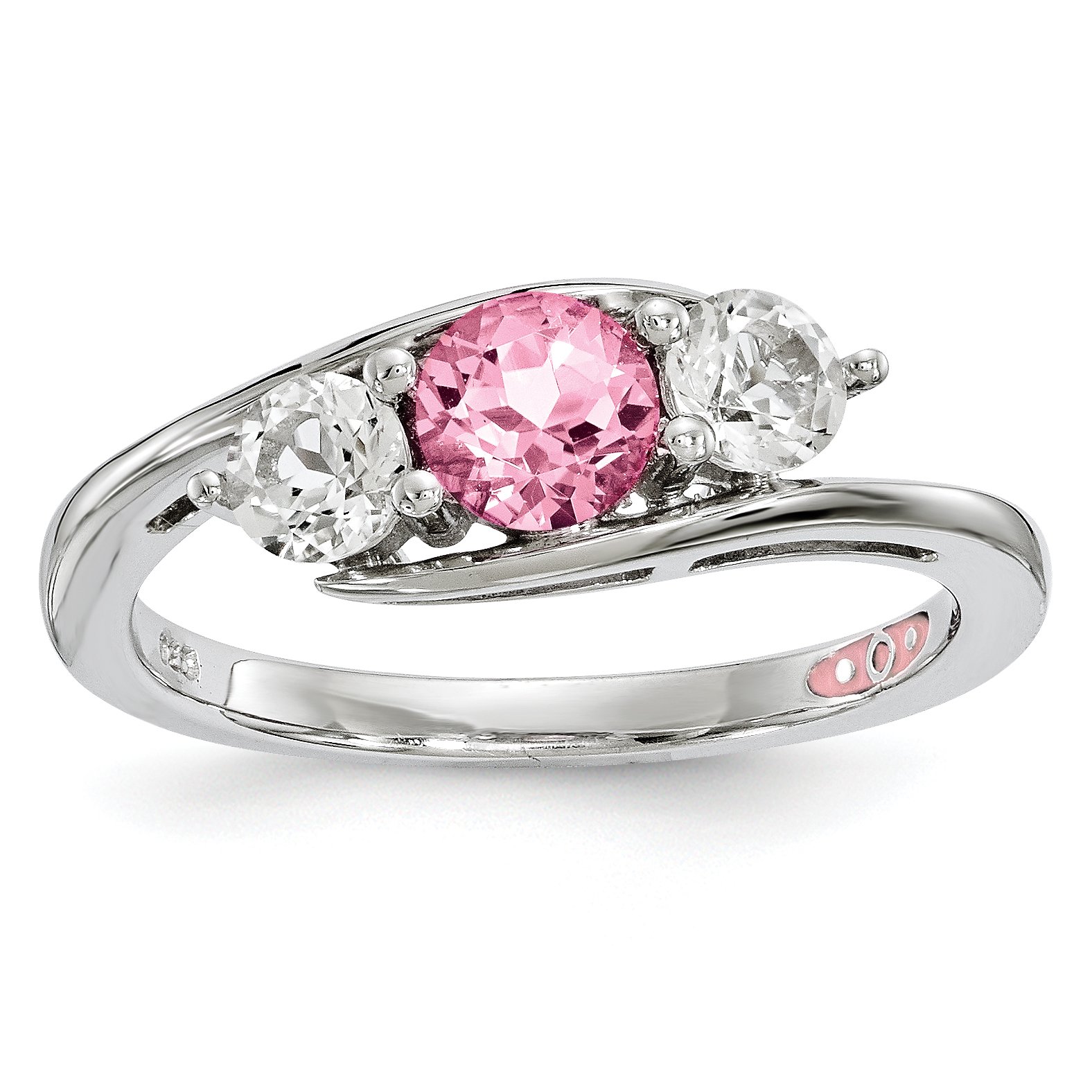 Sterling Silver Survivor Collection Ring with Clear & Pink Swarovski Topaz - Elegant Jewelry for Women, Perfect for Anniversary, Birthday, and Everyday Wear