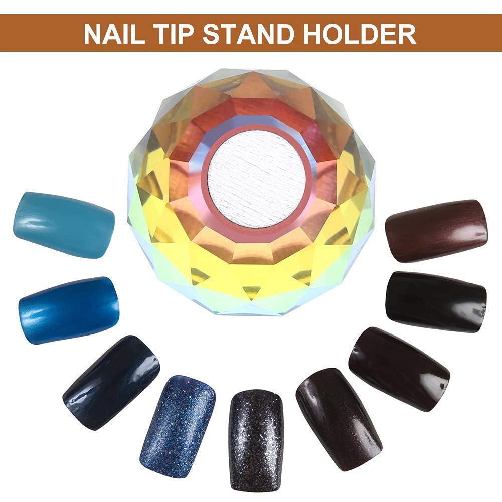 THR3E STROKES Magnetic Nail Art Display Stand - Professional Nail Holder for Painting Practice, Salon Manicure & DIY Nail Tips - Multicolor Nail Art Practice Stand for Salon Display, Home Manicure & Nail Technician Training