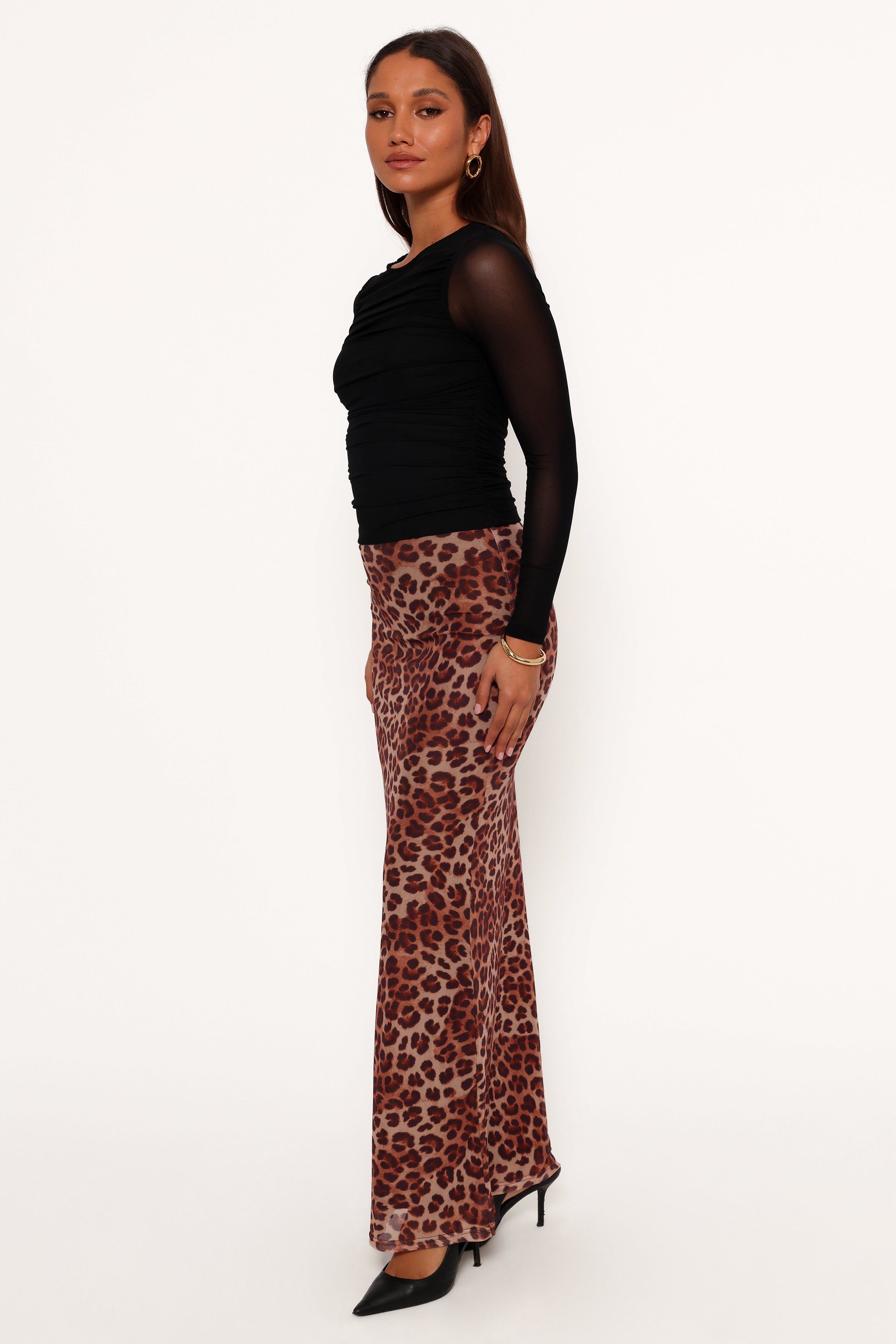 Cici Maxi Skirt Leopard Print - Women's Flowy Long Skirt with Elastic Waist for Casual Wear, Beach, Vacation & Boho Style Outfits