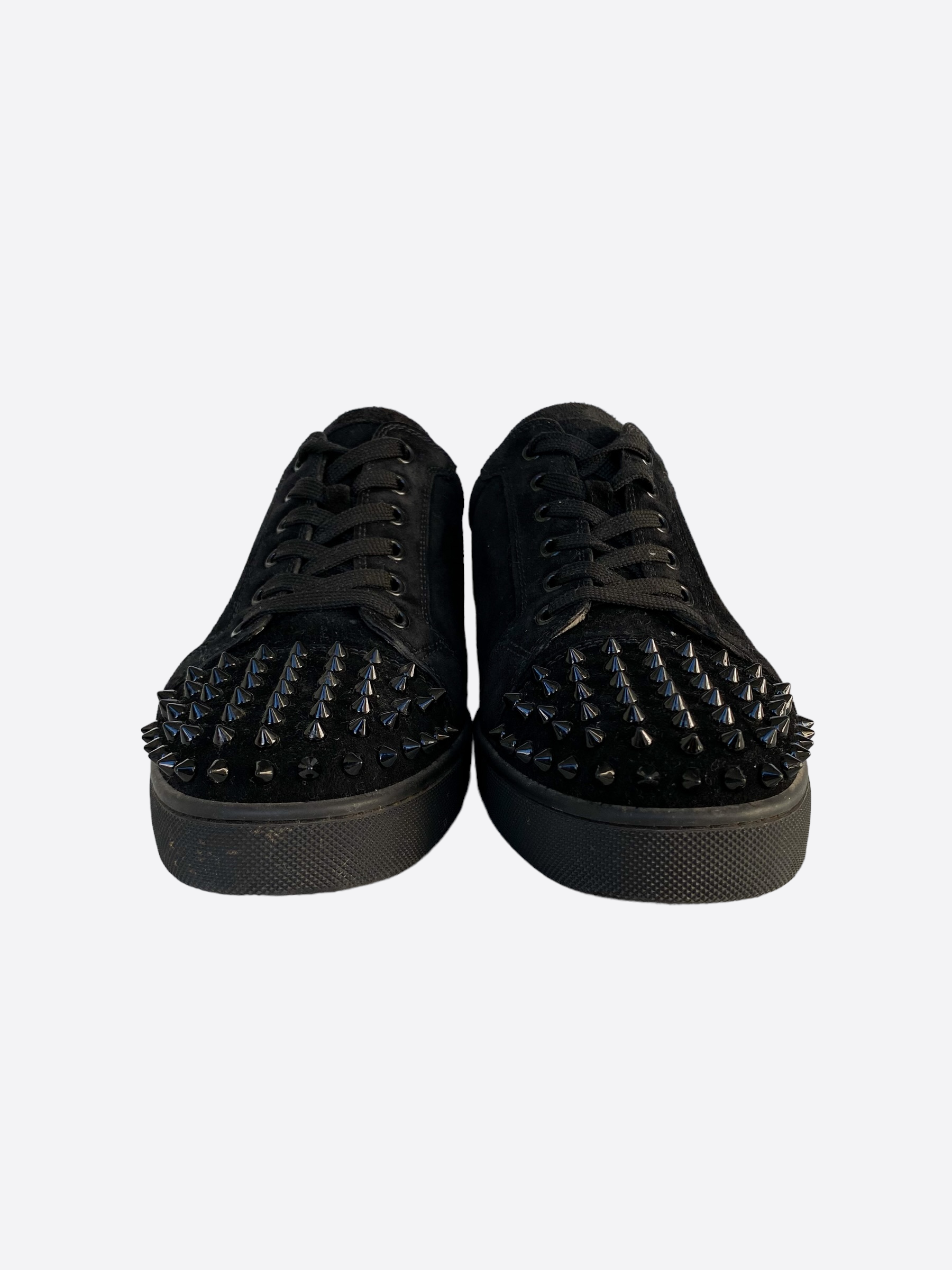 Christian Louboutin Black Velvet Spiked Low Top Sneakers for Women - Luxury Fashion Shoes for Casual Wear & Night Out