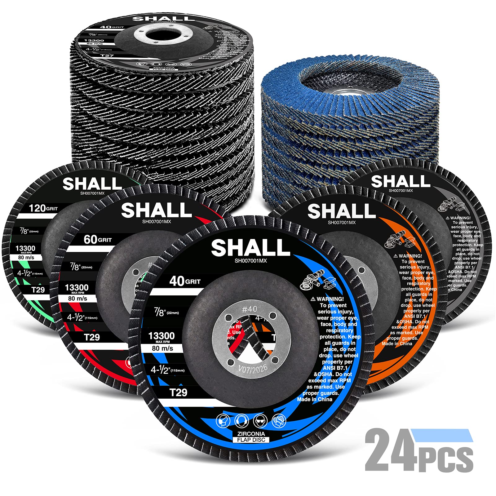 SHALL 24-Pack Flap Discs 4-1/2