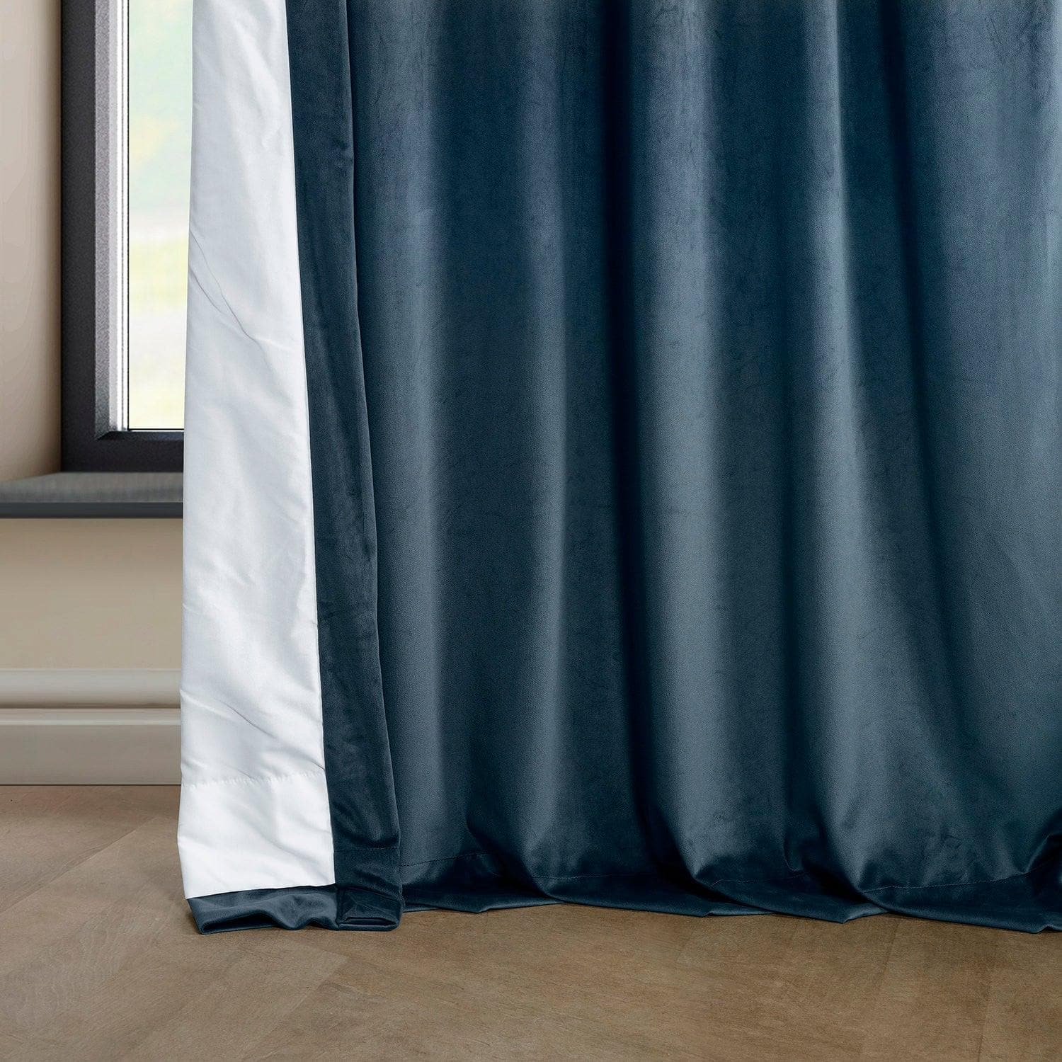 Avalon Blue Heritage Plush Velvet Blackout Curtains for Bedroom - Thermal Insulated Noise Reducing Window Drapes for Living Room & Nursery