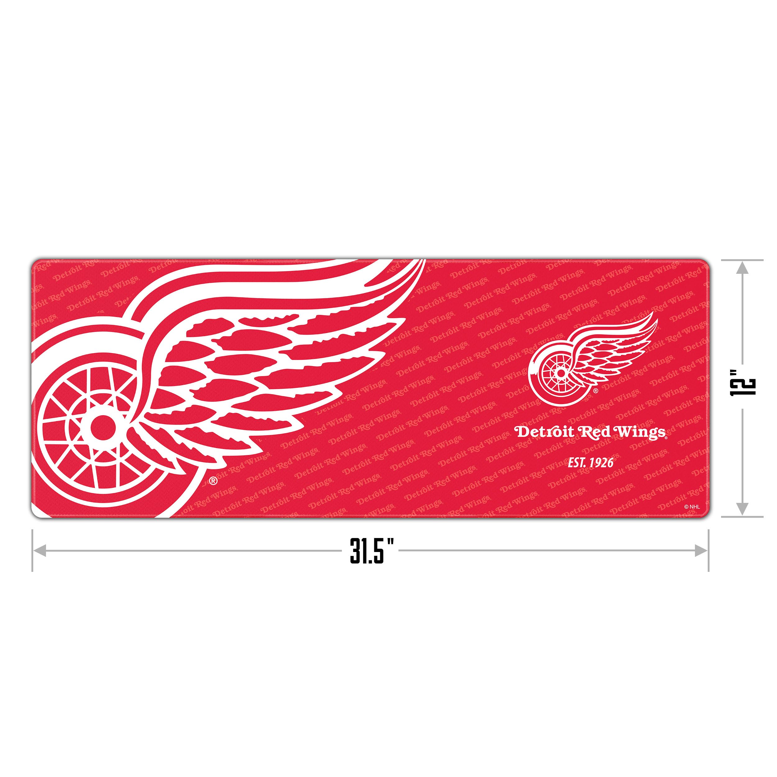 YouTheFan NHL Detroit Red Wings Logo Series Gaming Mouse Pad - Large Non-Slip Desk Mat for Office, Home & Gaming (SMU) - Perfect for PC, Laptop & Workstation Setups