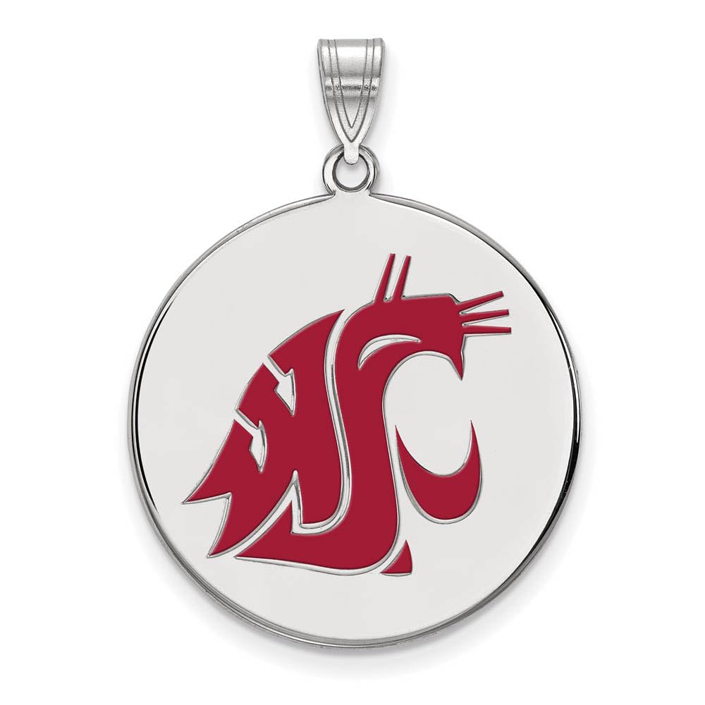 Washington State Extra Large 1 Inch Enamel Disc Pendant - Sterling Silver Charm for Necklace - Perfect for Travel Souvenirs, Gift Giving & Jewelry Making