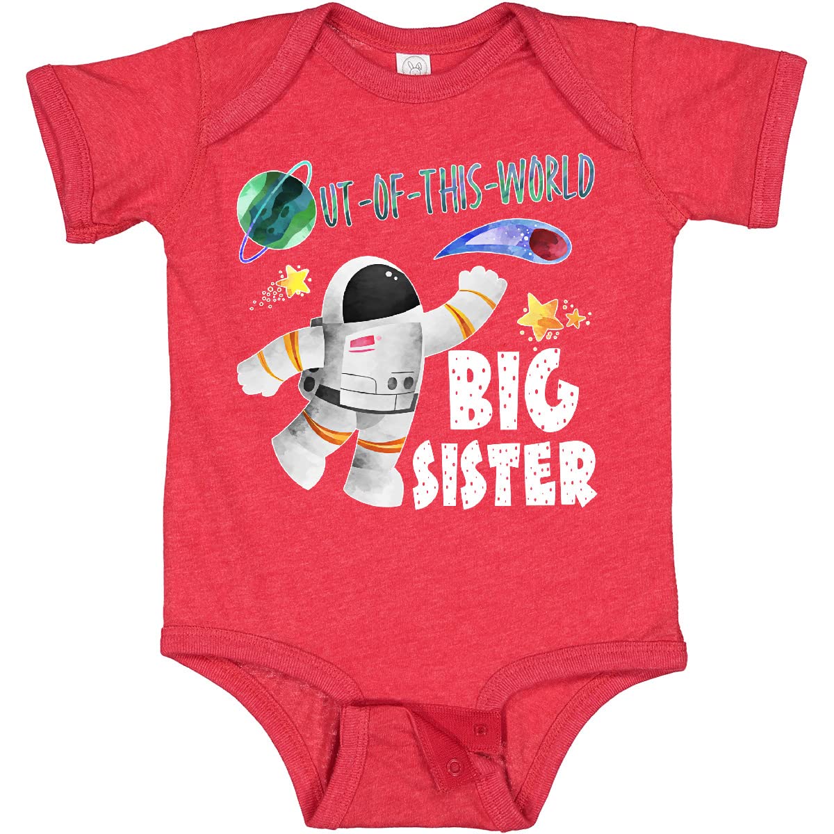 Inktastic Out of This World Big Sister Astronaut in Space Baby Bodysuit - Cute Space-Themed Outfit for Newborns & Infants - Perfect for Sibling Photos, Baby Showers & Astronaut-Themed Birthday Parties