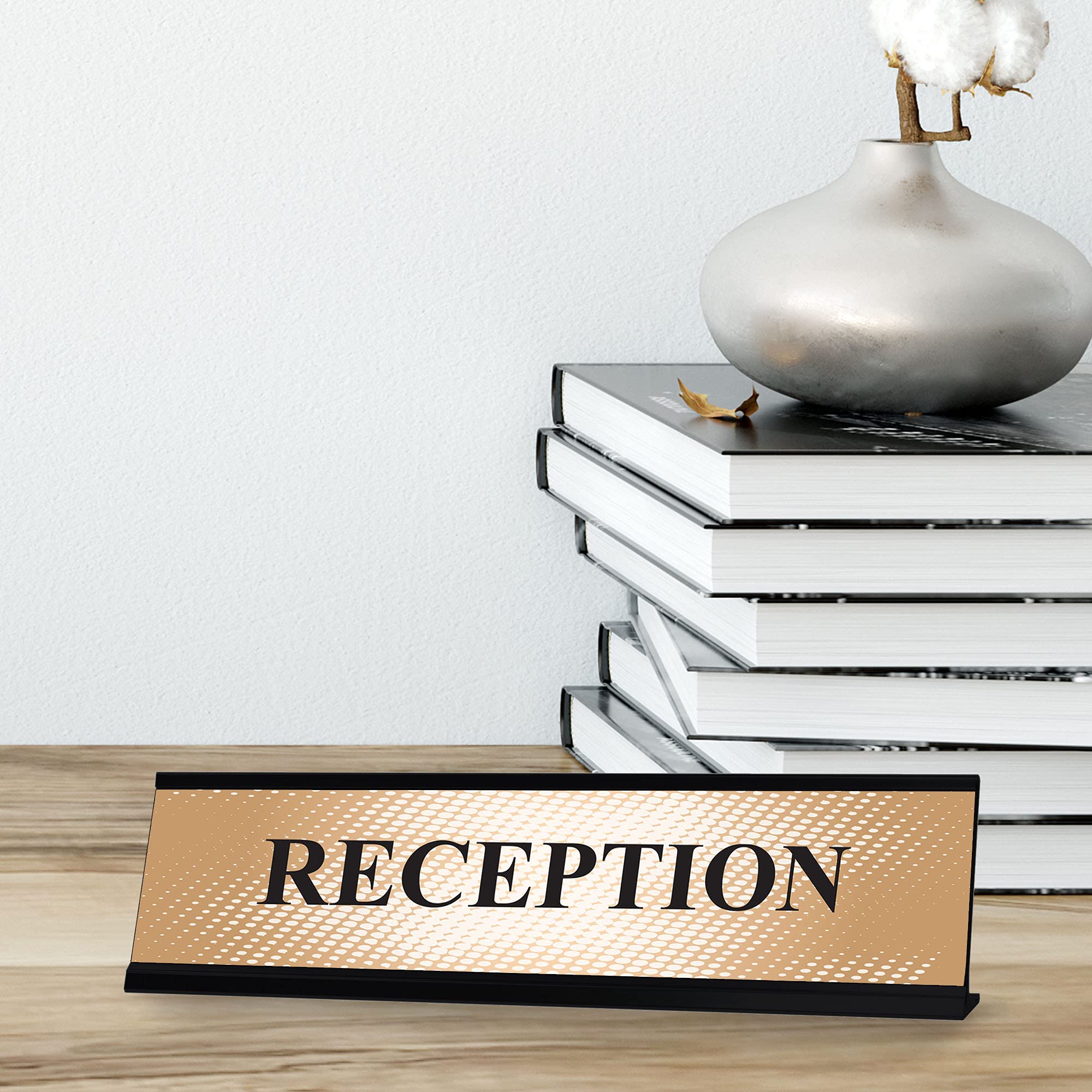 Custom Reception Desk Sign - Elegant Designer Series Nameplate (2 x 8 Inches) for Office, Front Desk, and Professional Workspaces