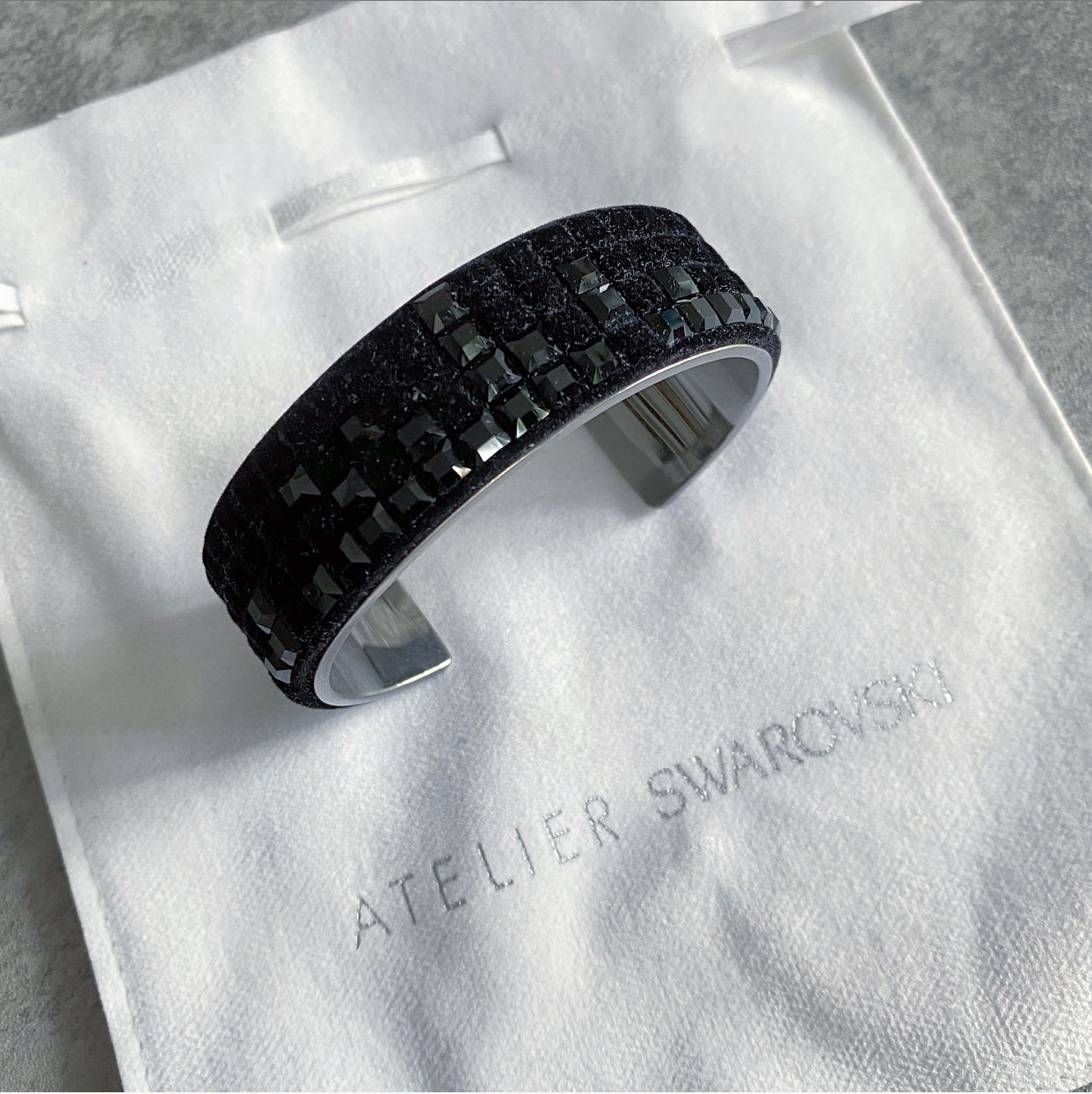 Atelier Swarovski x Viktor & Rolf Black Velvet Crystal Cuff Bracelet for Women - Luxury Evening Wear & Special Occasion Jewelry Gift