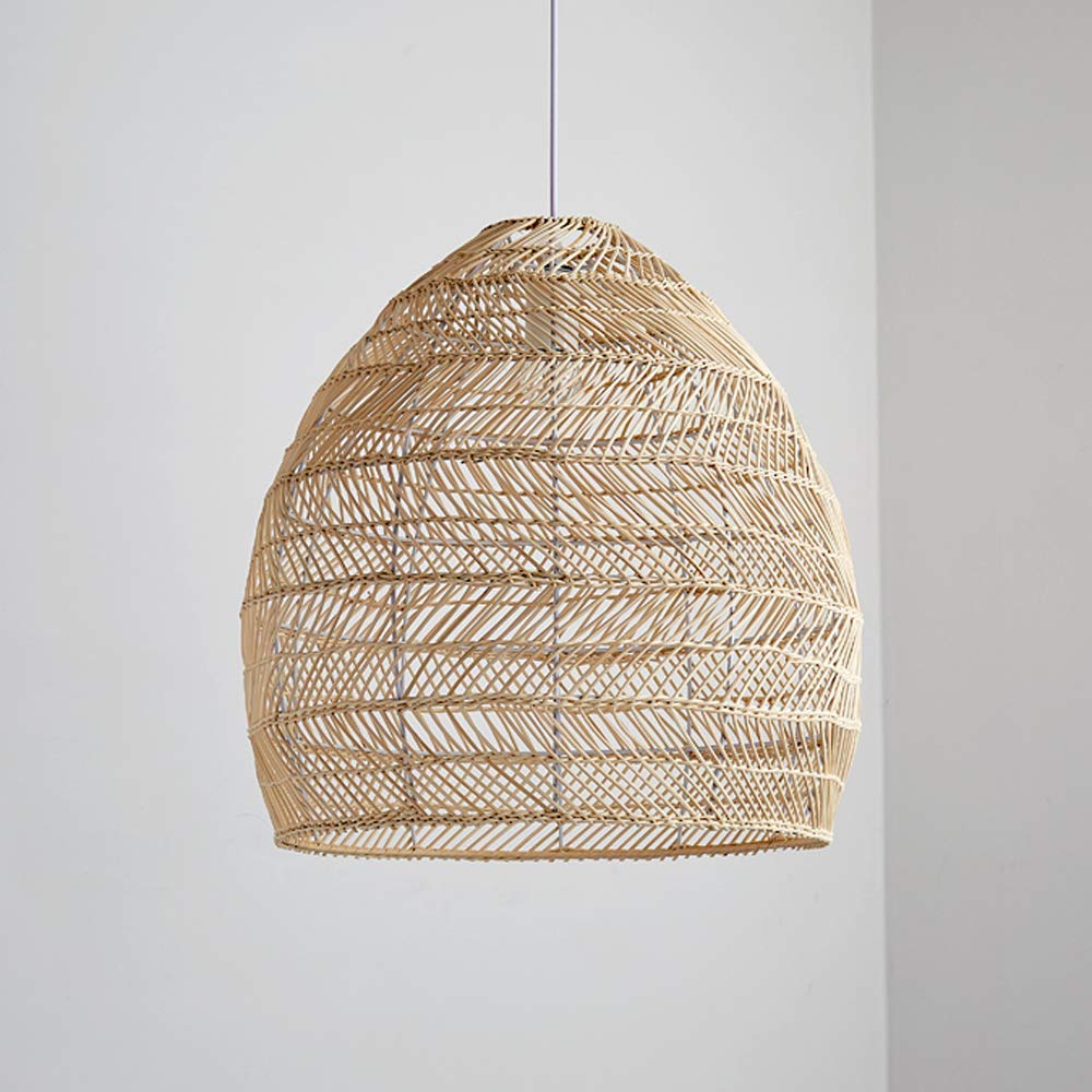 Modern Rattan Pendant Light with E27 Base - Creative Suspension Lighting for Living Room, Bedroom & Dining Room - Boho Farmhouse Ceiling Lamp for Cozy Home Decor & Ambient Lighting