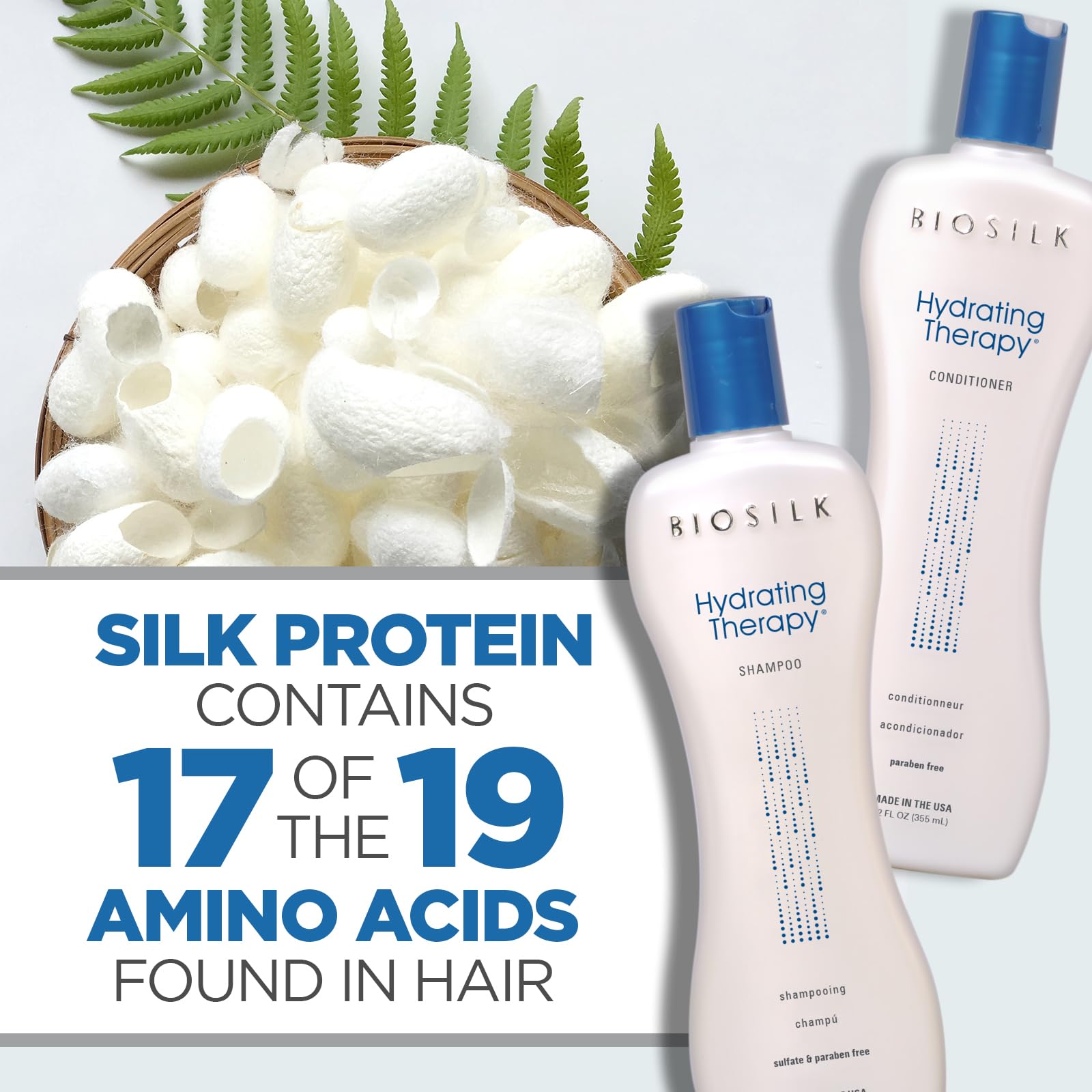 BioSilk Hydrating Therapy Shampoo & Conditioner Set - Sulfate & Paraben Free, Cruelty-Free, 12 Oz (2 Pack) - Deep Moisture Repair for Dry, Damaged & Coarse Hair - Perfect for Daily Hair Care & Salon-Quality Results at Home