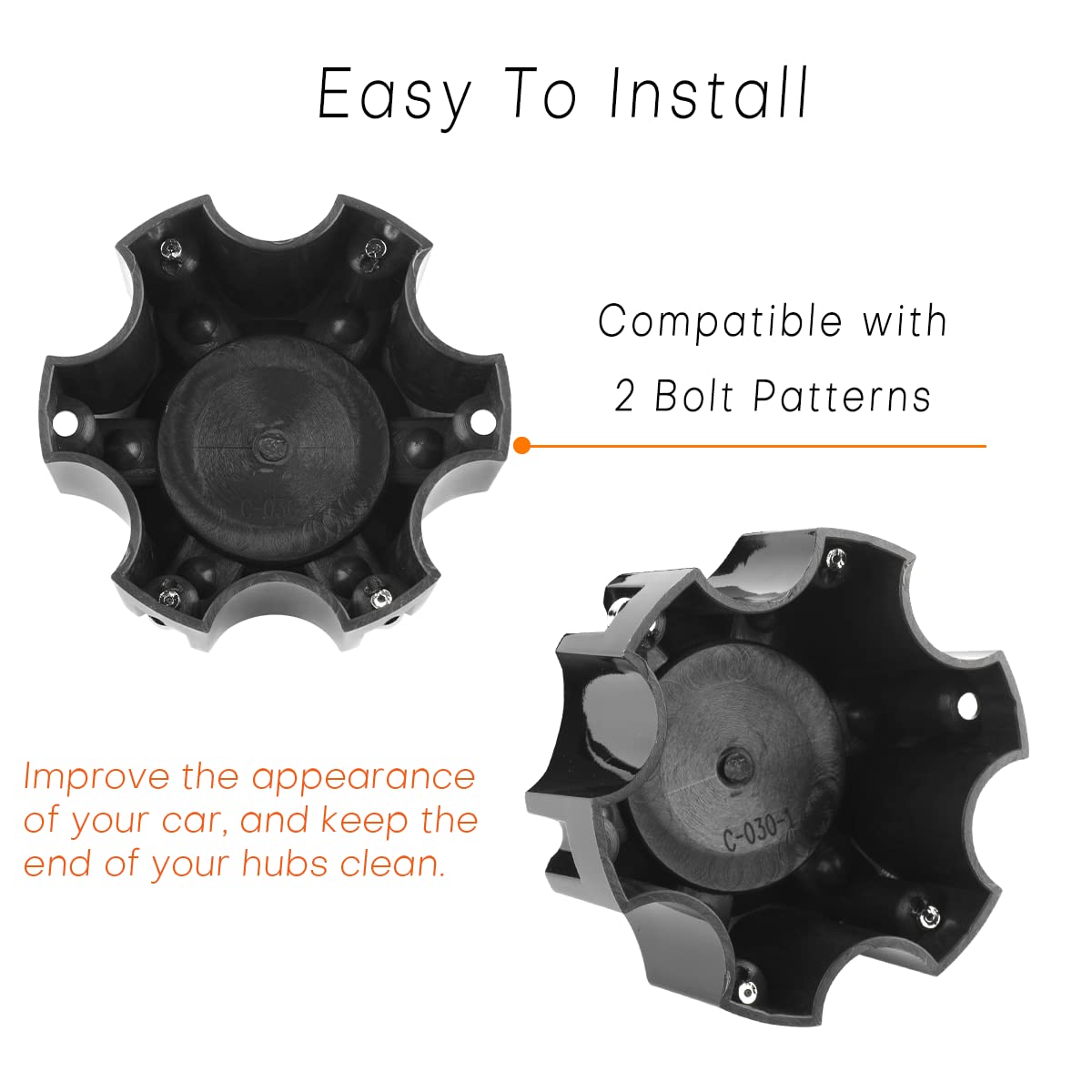 4.49 Inch Wheel Center Caps for Ballistic Black Center Cover Replacement - 4 Pack - Perfect for Car, Truck & SUV Wheel Upgrades & Customization