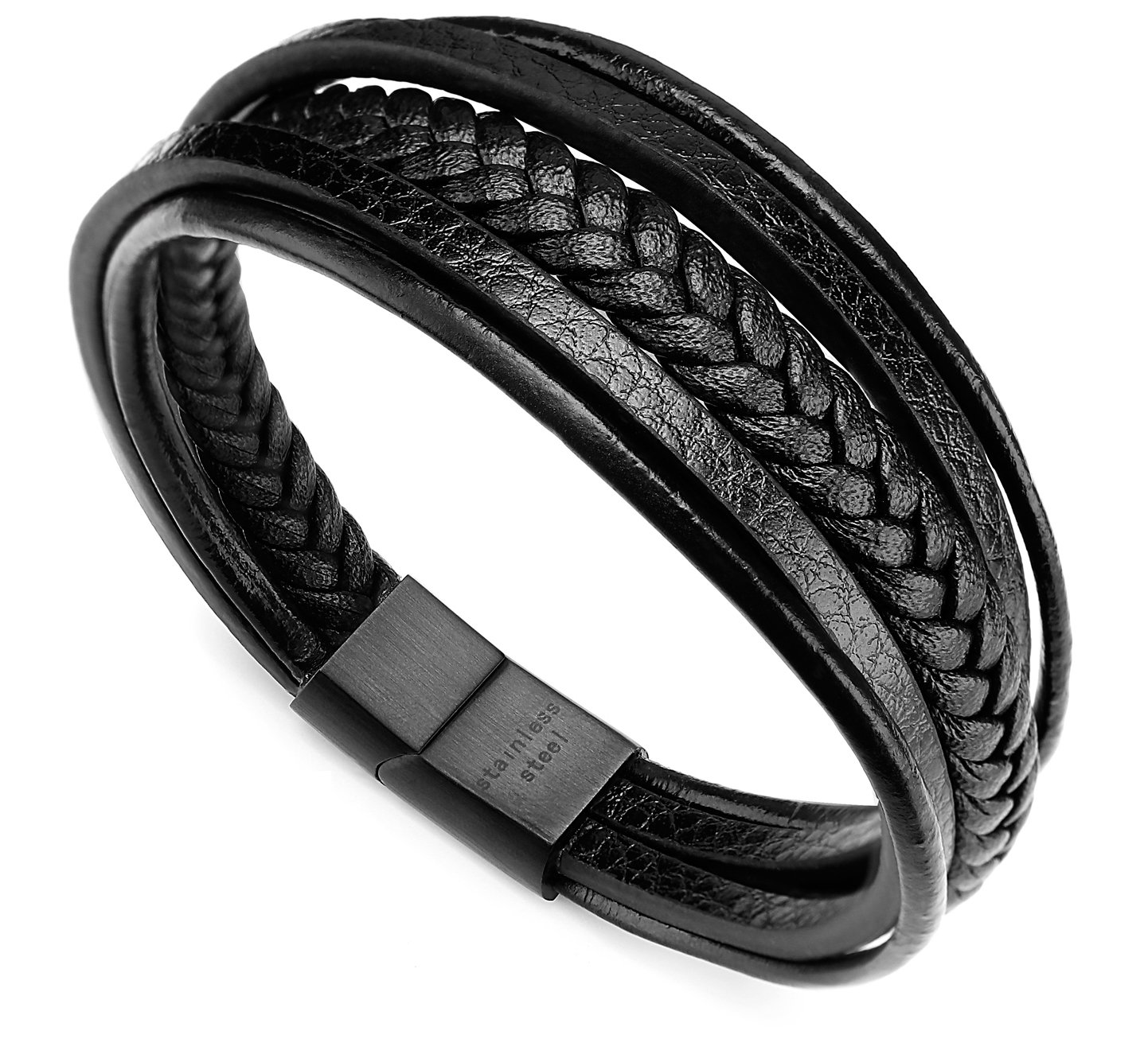 Murtoo Men's Leather Bracelet with Clasp - Genuine Cowhide Multi-Layer Braided Wristband for Men | Perfect for Casual Wear, Gifts & Outdoor Adventures