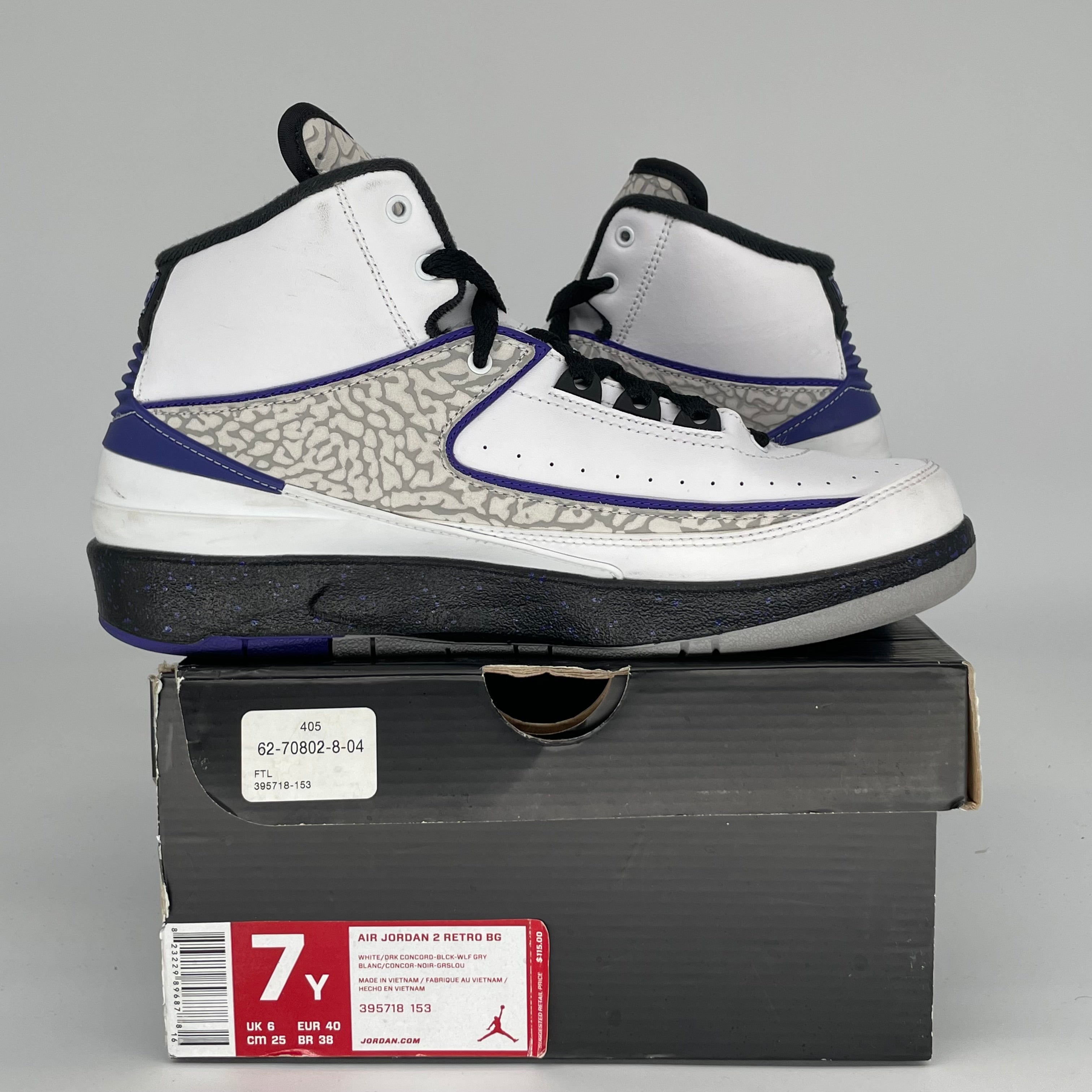 AIR JORDAN 2 DARK CONCORD SIZE 7Y 395718 153 - Men's Basketball Shoes for Performance & Style - Perfect for Court Play and Streetwear Fashion