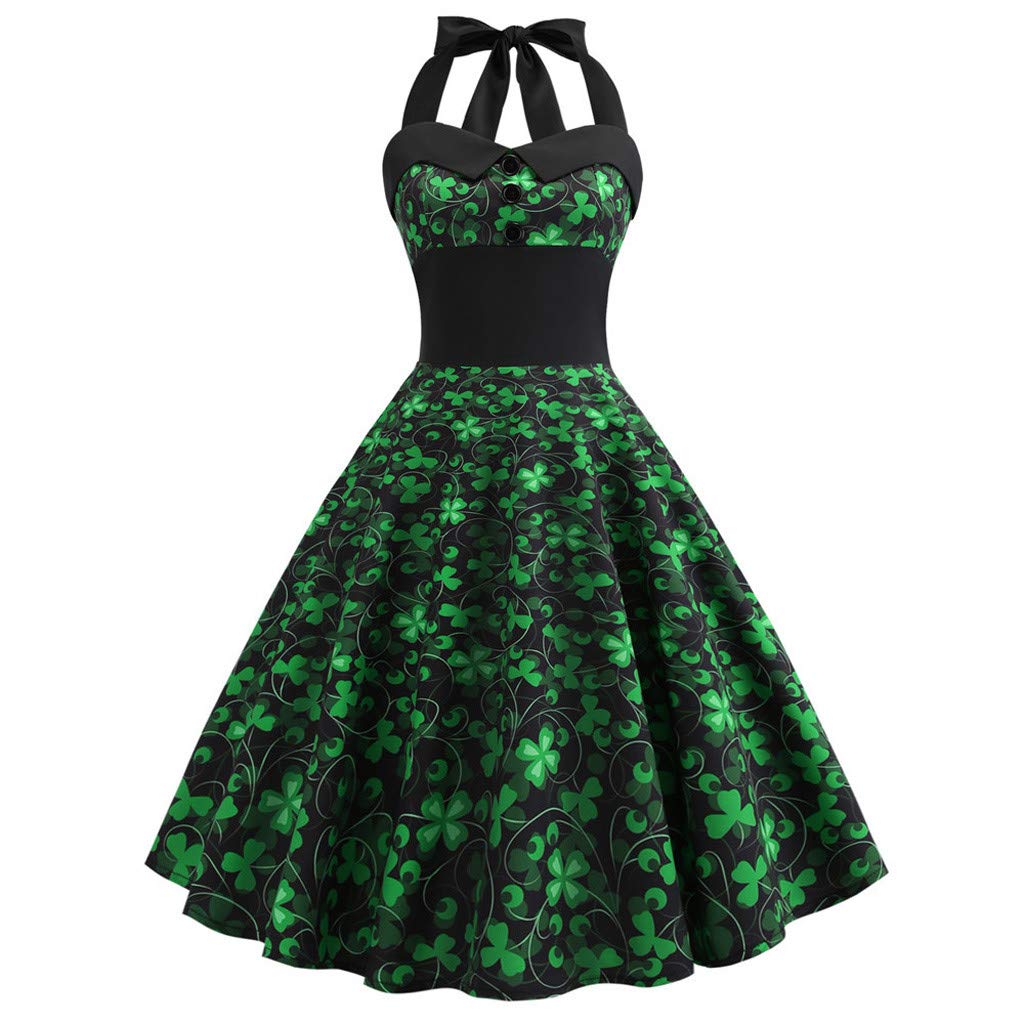 Women's St. Patrick's Day Fancy Dress - Green Clover Shamrock Irish Lady Costume for Party & Celebration