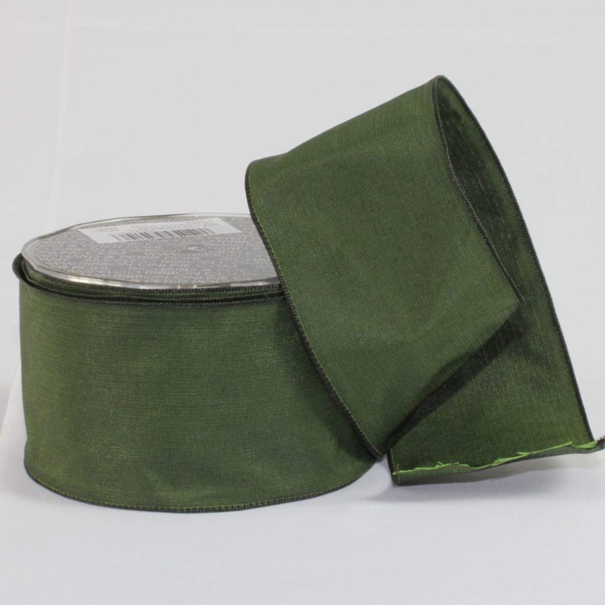 Premium Forest Green & Black French Taffeta Wired Craft Ribbon - 2.5