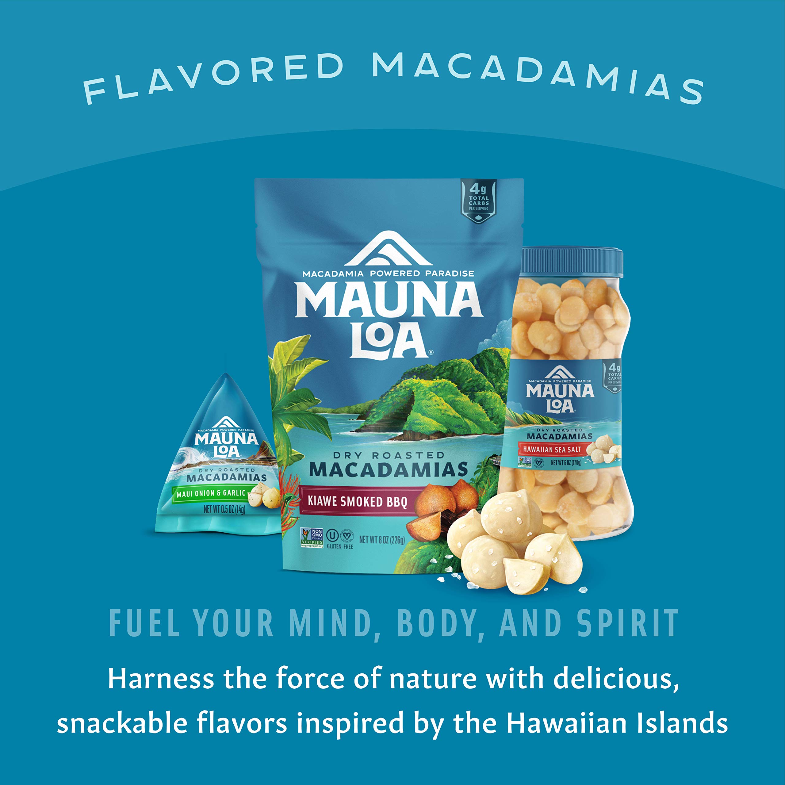 Mauna Loa Premium Roasted Macadamia Nuts with Sea Salt - 4oz Bag | Hawaiian Snacks, Keto-Friendly & Gluten-Free | Perfect for Gifts, Parties & Healthy Snacking
